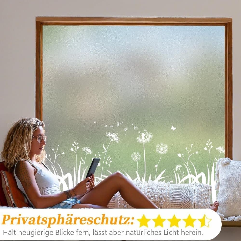 Dandelion Window Film Privacy Protection UV Blocking for Bathroom, 45cm x 200cm — image 2
