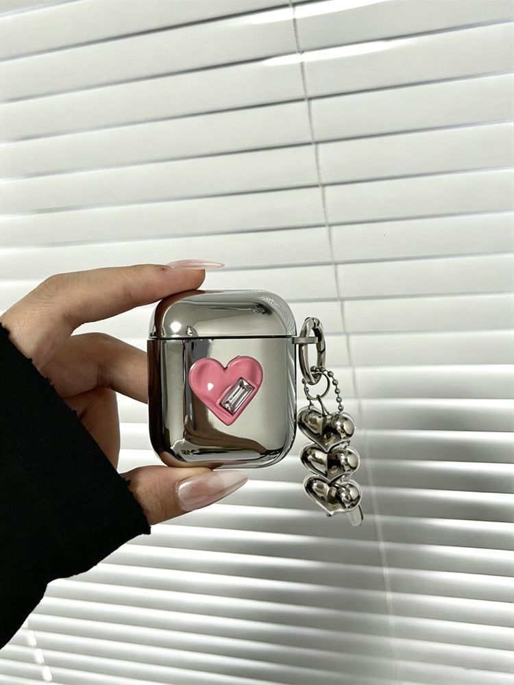 AirPods 4 Textured Pink Heart Electroplated Case + 3 Heart Charms — image 2