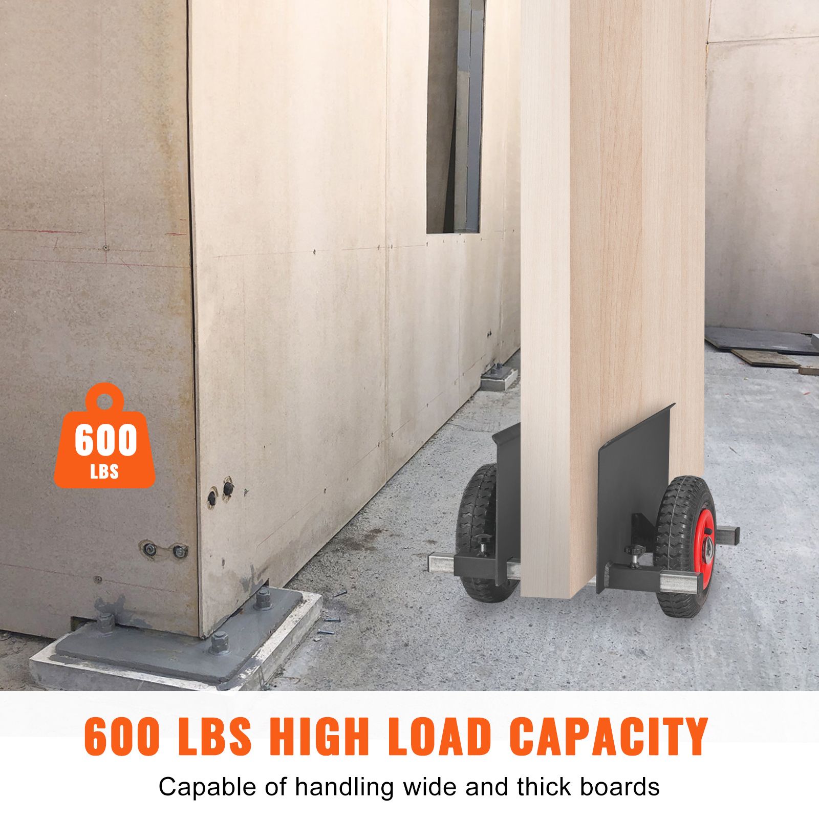 Panel Dolly, 600LBS Capacity Slab Dolly, Heavy-duty Drywall Mover with 8" Pneumatic Wheels, Adjustable Clamp Panel Cart for Drywall Sheet, Material Handling — image 2