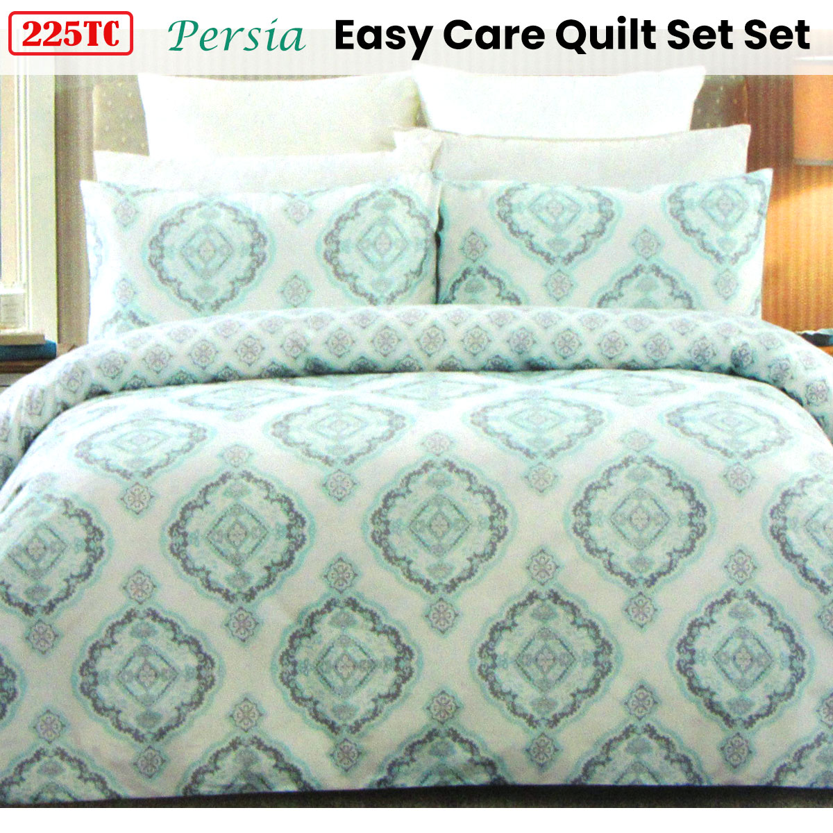 225TC Persia Cotton Rich Easy Care Quilt Cover Set Queen — image 2