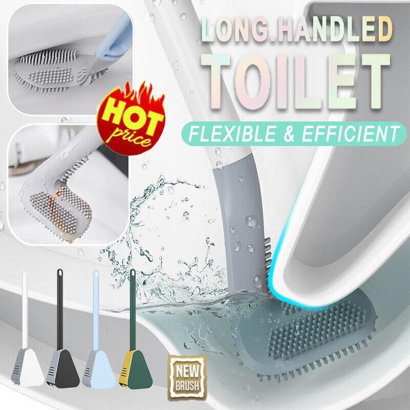 Golf Toilet Brush Long-Handled Toilet Brush Wall-Mounted Silicone Toilet Brush - Blue — image 2