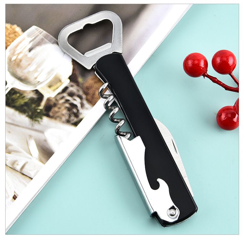 Multi-Use Bottle Opener, black Helpful Gadgets for Elderly Home Steel Beer Wine Opener Stainless Opener Household Can Kitchen — image 4