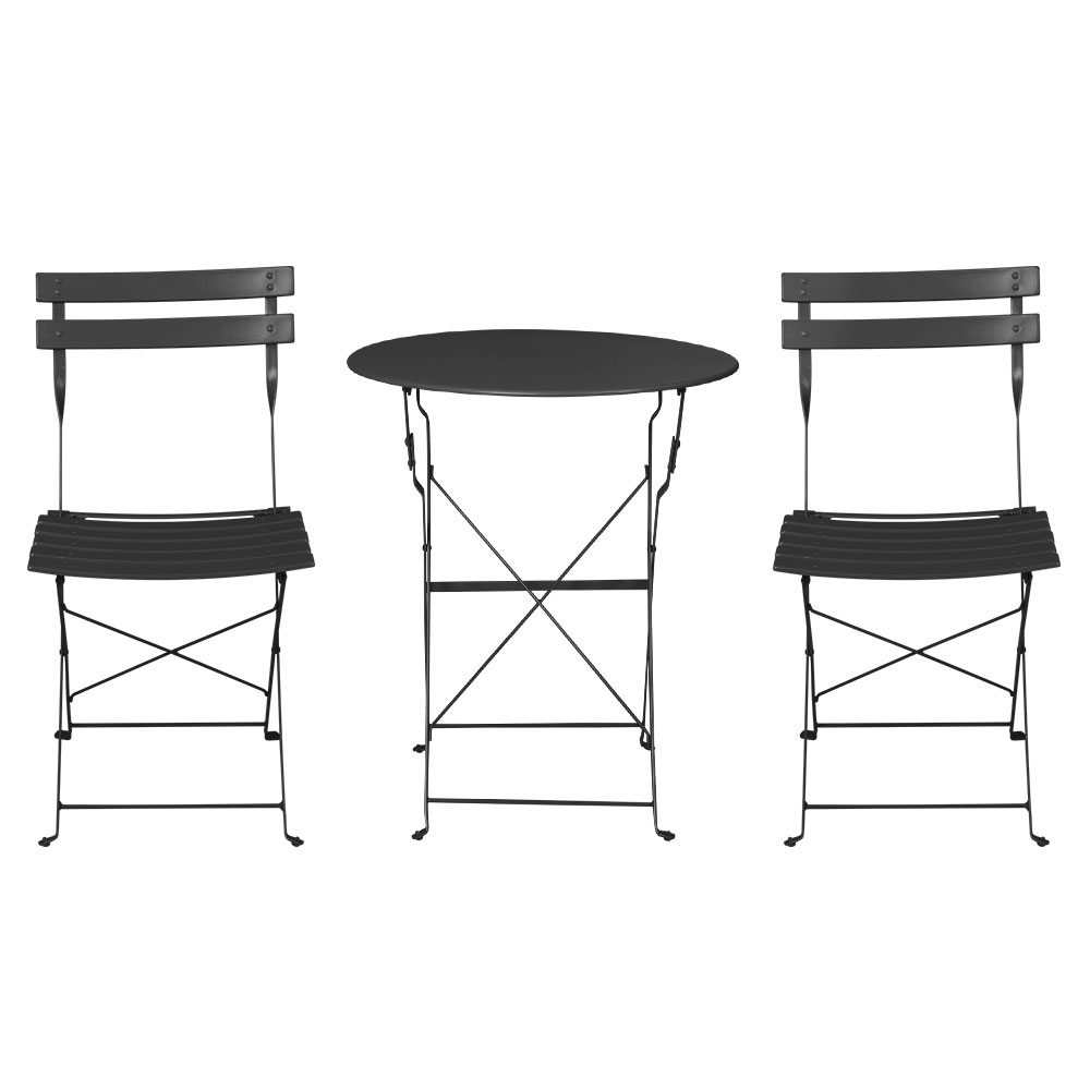 Gardeon 3PC Outdoor Bistro Set Steel Table and Chairs Patio Furniture Black โ image 3