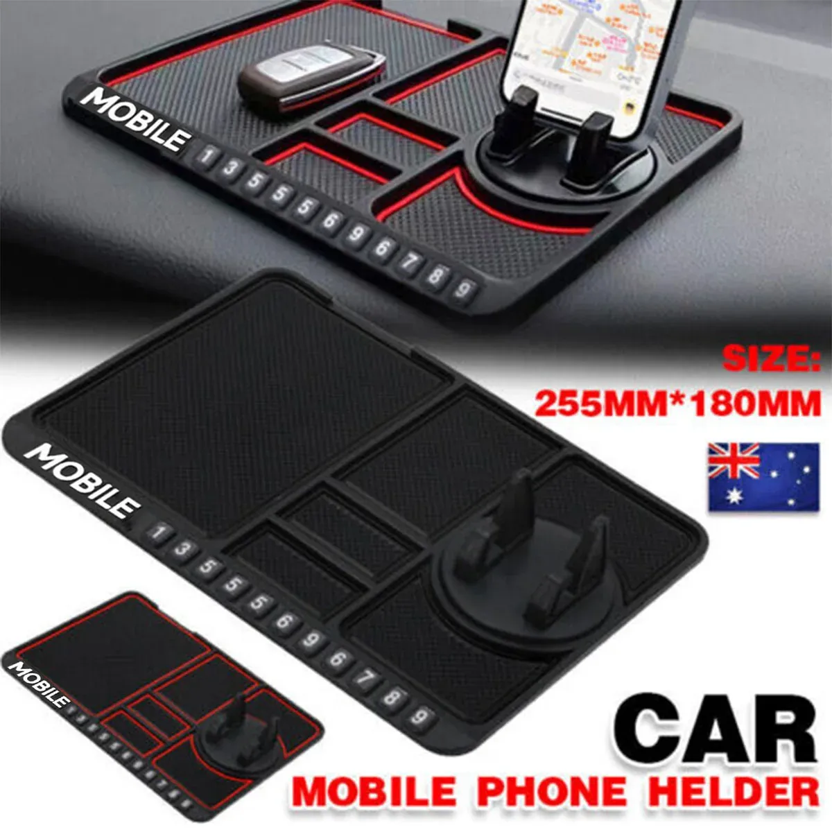 Car Mobile Phone Holder Dashboard Mount Mat Non Slip Grip Stand Anti-Slip Pad - Black โ image 2