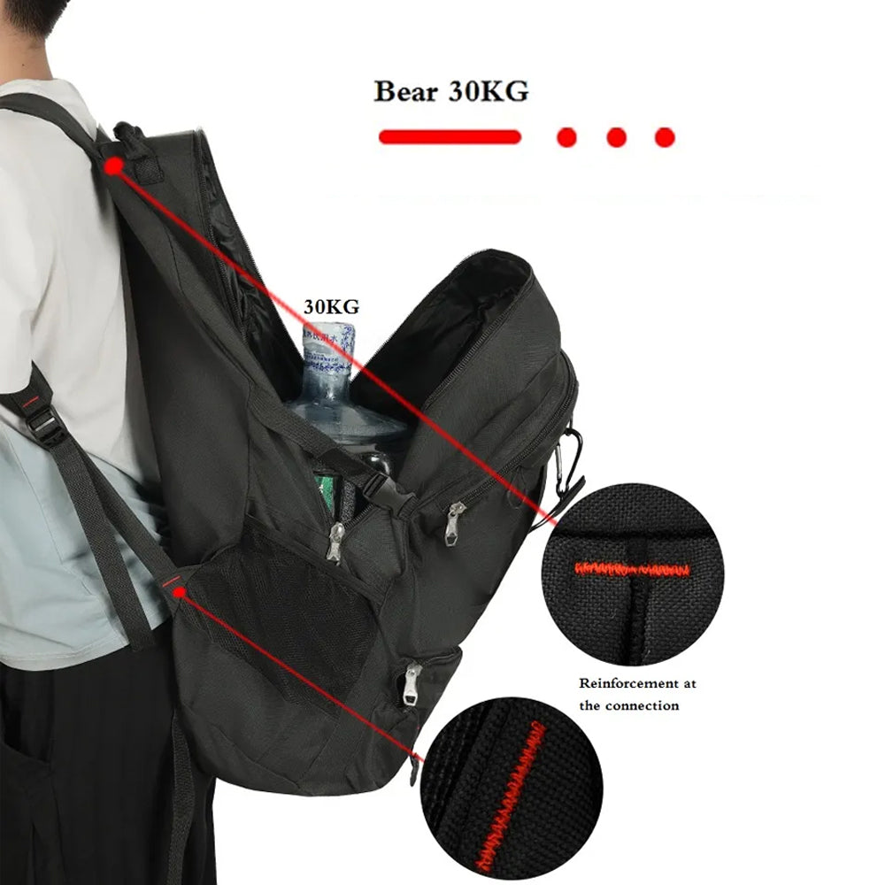 60L Travel Boarding Backpack Outdoor Trekking Luggage Hiking Camping Rucksack Large Capacity Storage Backpack(Khaki) — image 4