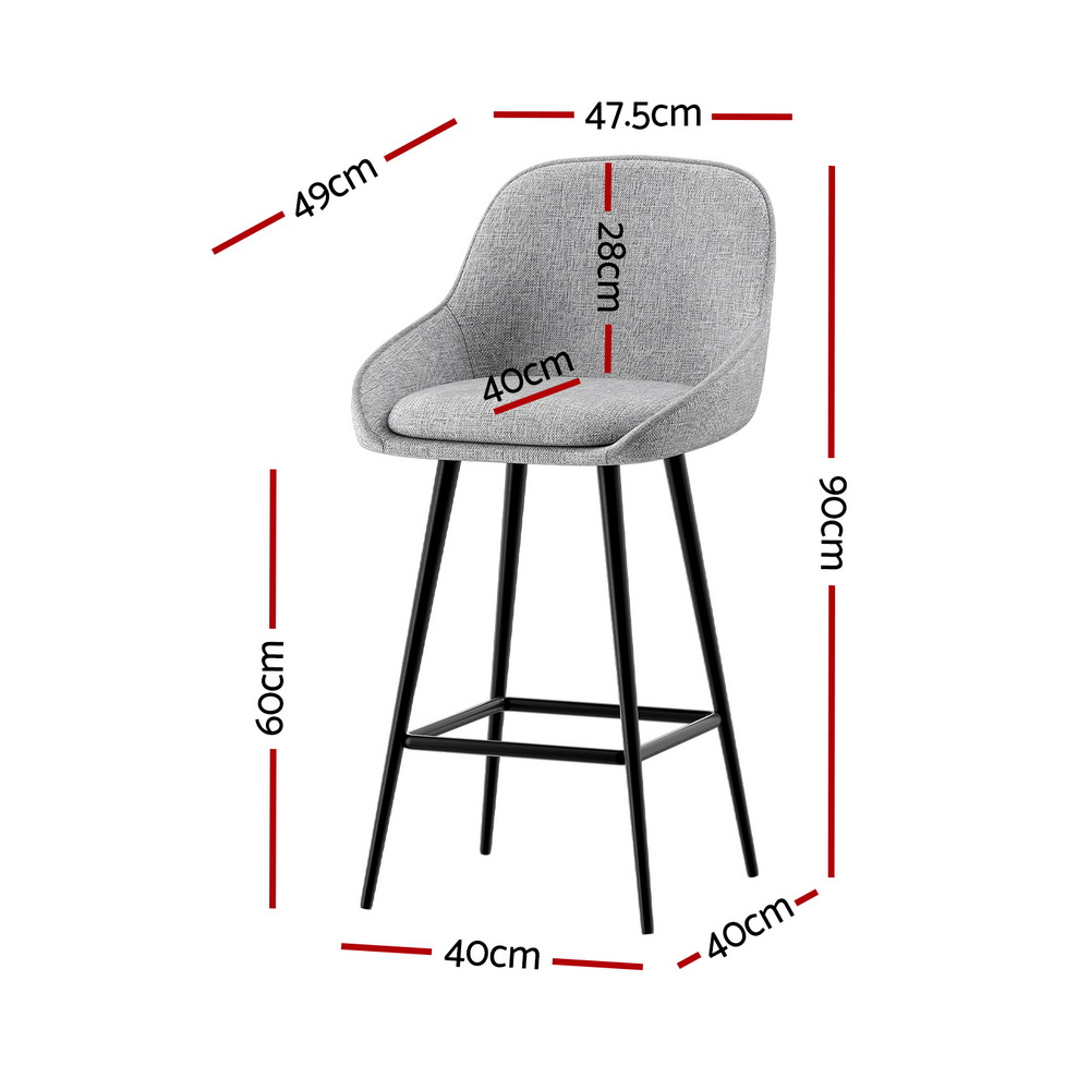 Artiss 2x Bar Stools Upholstered Stool Counter Seat Kitchen Dining Chairs โ image 2