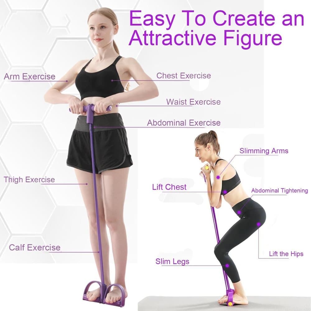 Purple Abdominal Trainer Exercise Band for Sit-Up Training, Multifunctional Tension Rope Fitness Pedal Slap Pull Band — image 2