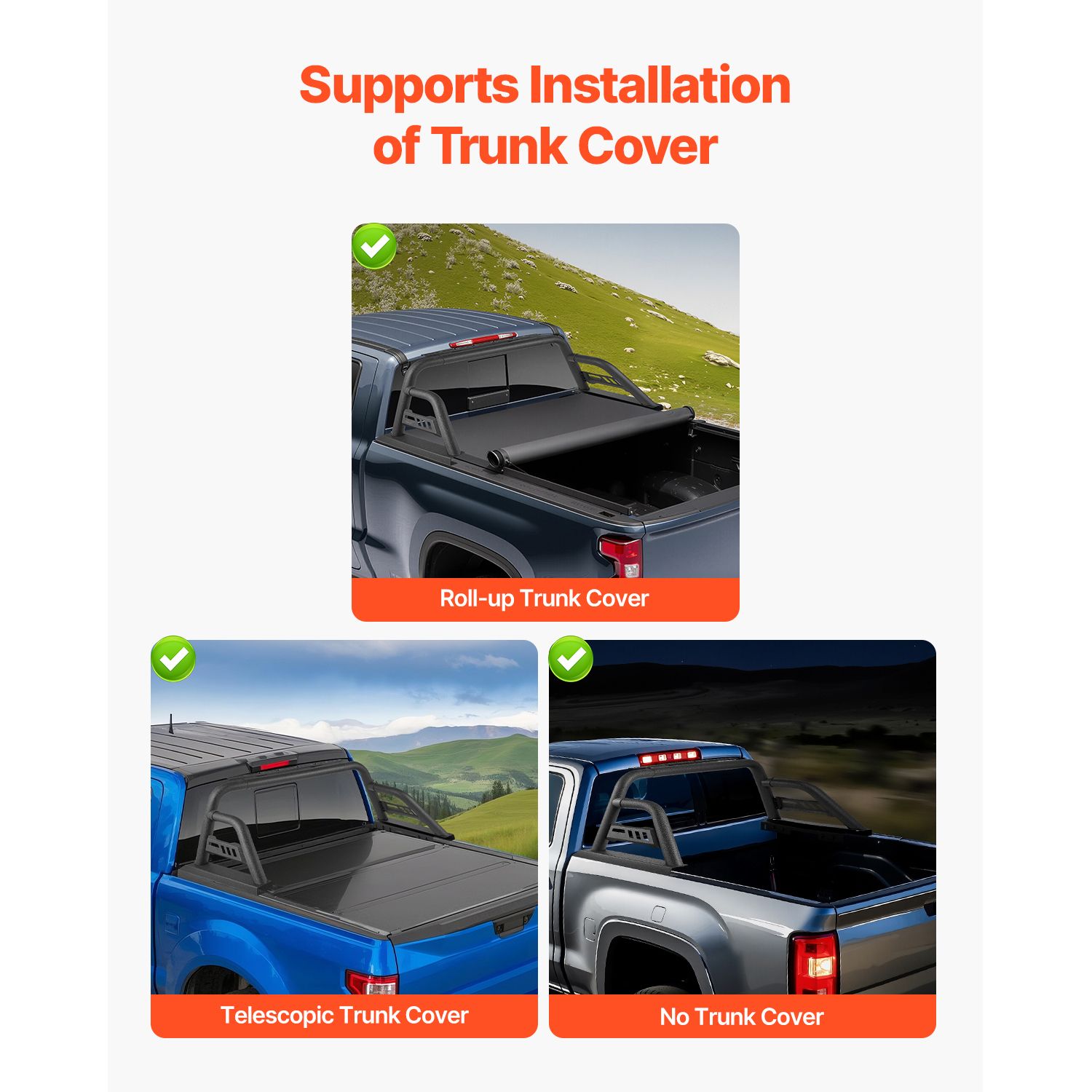 Truck Bed Roll Bar Universal Chase Rack for Mid-Size Pickup Carbon Steel — image 3