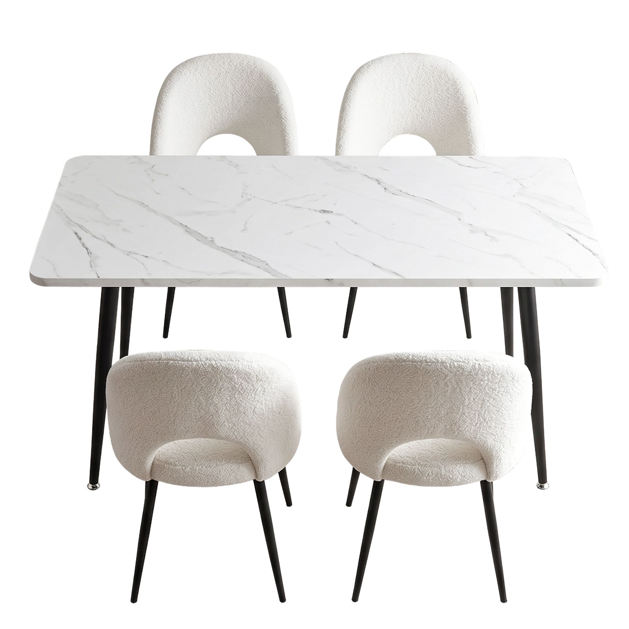 Artiss Dining Table and Chairs Set 5pcs Kitchen Furniture Marble White โ image 3