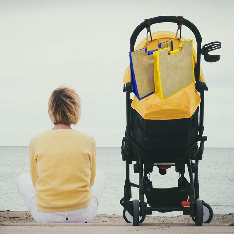 2 pcs Stroller Organizer Hooks Toddler Stroller Baby Bag Hook Hangers Storing Aluminum Alloy Black — image 3