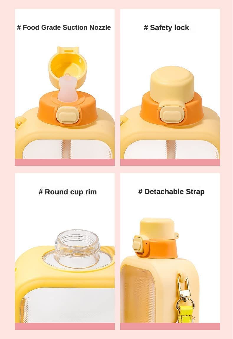Water Bottle with Straw Leak-Proof Cute Water Bottles BPA-free Plastic Portable Drinking Bottle for Girls (Orange, 700ml) — image 3