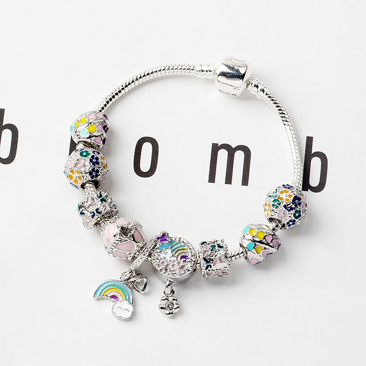 Sky-themed Heart Wreath Rainbow Pendant Alloy Bracelet(19cm) โ image 2