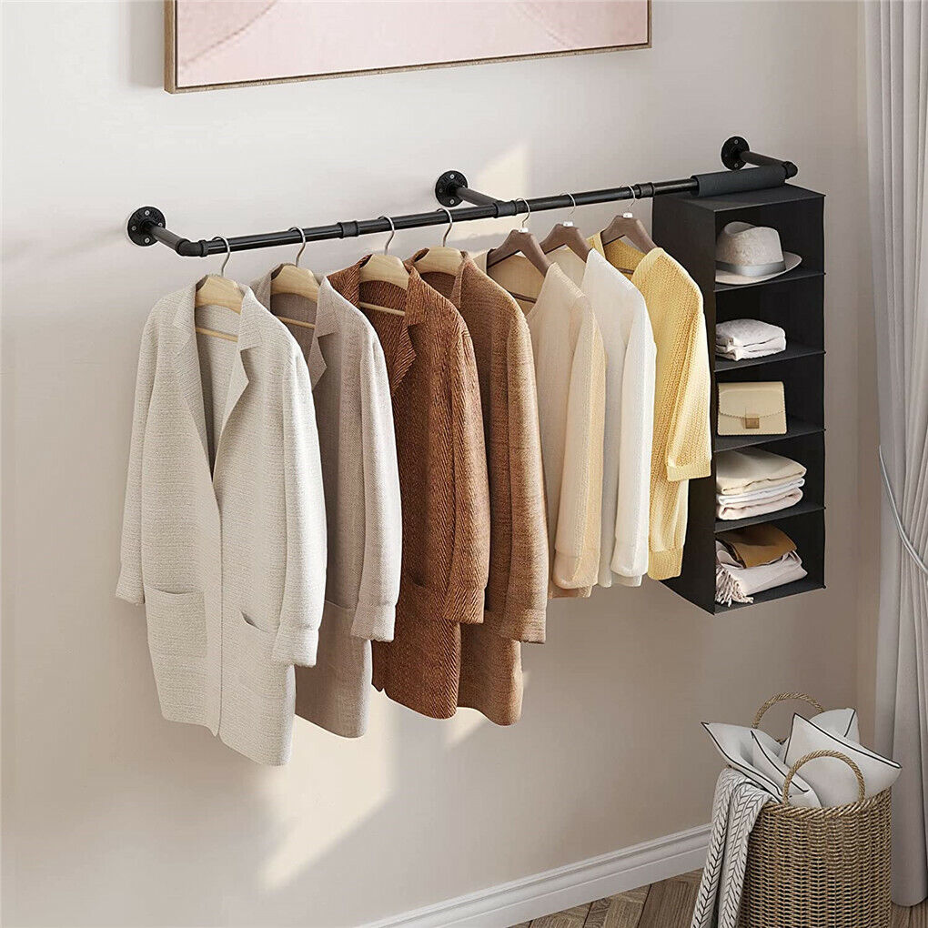 Industrial Iron Pipe Clothes Rail Vintage Wall Shelf — image 5