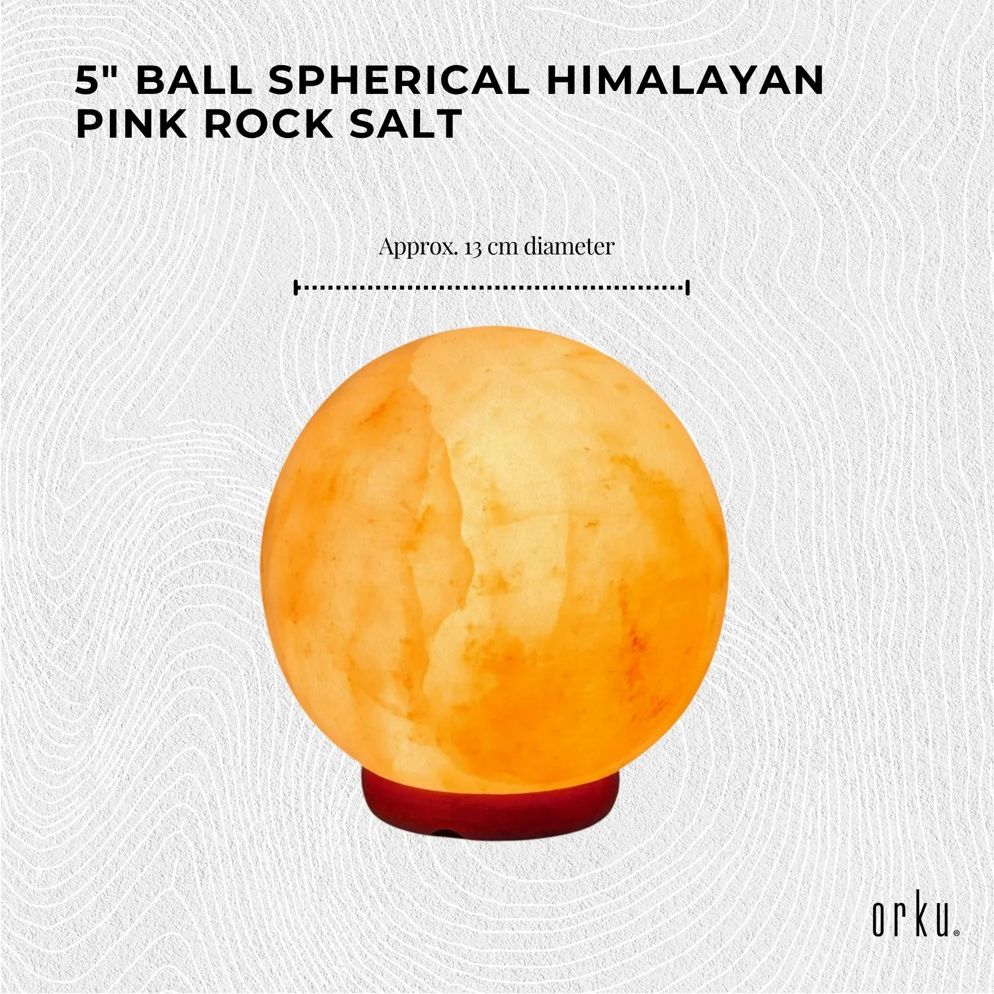 Orku 12cm Ball Shape Himalayan Pink Salt Lamp - Carved Sphere Night Light โ image 3