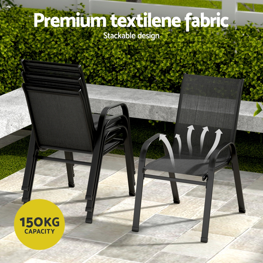Gardeon 5PC Outdoor Dining Set Table and Chairs Patio Furniture Bistro Set Garden Black — image 5
