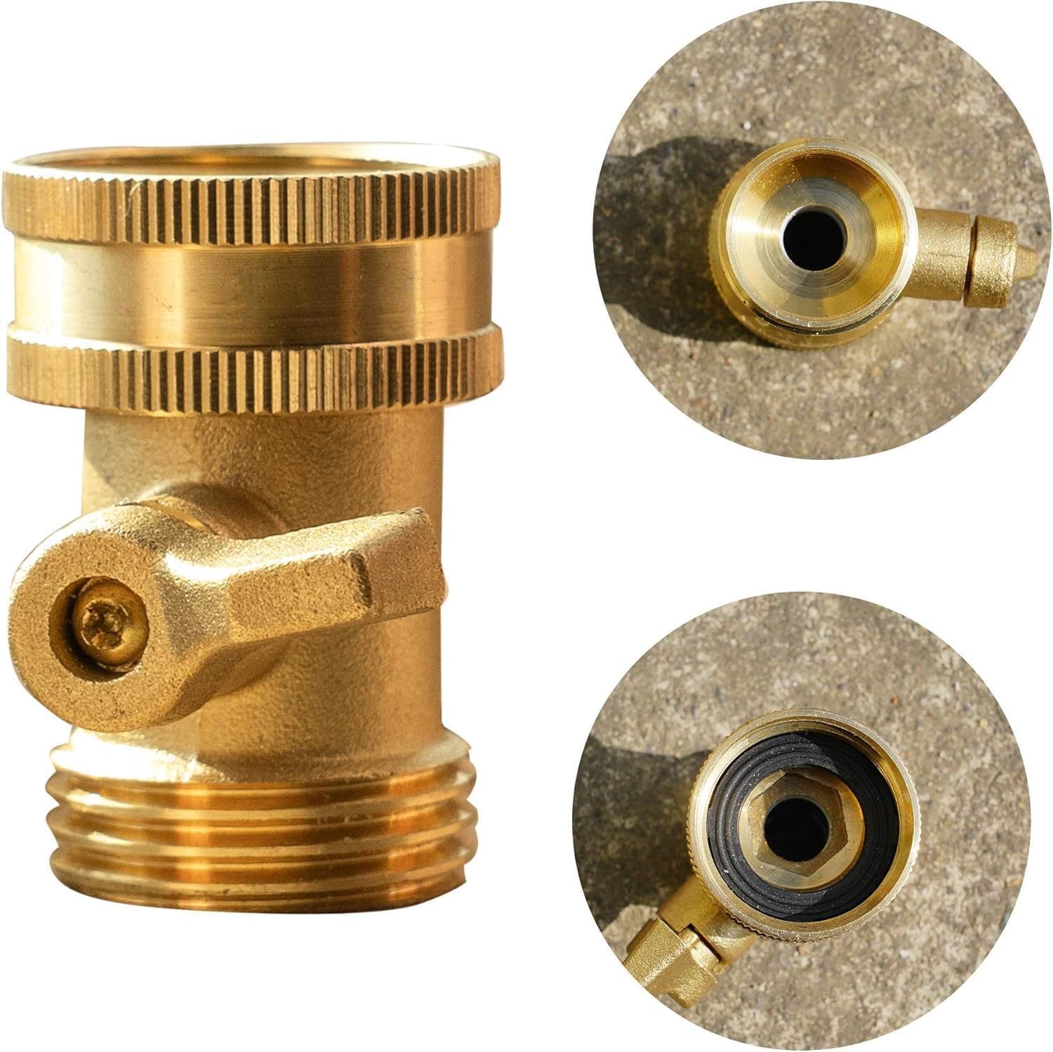 Brass Garden Hose Shut Off Valve, 4 Pack Heavy Duty 3/4 Inch Solid Brass Garden Hose Shut Off Valve with 4 Extra Rubber Washers โ image 2