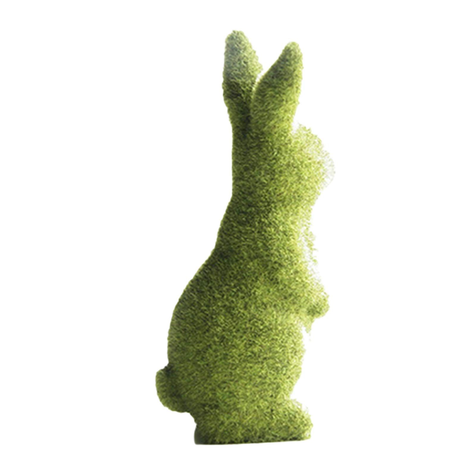 Easter Moss Bunny Flocked Rabbit Statue Figurine Festival Garden Yard Home Party Ornament Decoration (Green, A) — image 3