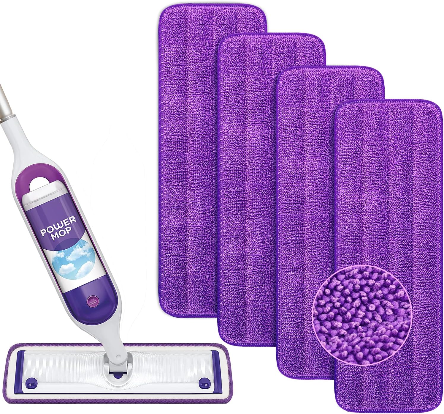 Reusable Power Mop Refills Pads Compatible with Swiffer PowerMop Mop - Microfiber Power Mop Pads Refill for 13 ''-15 '' Spray Mop- Washable Pads for