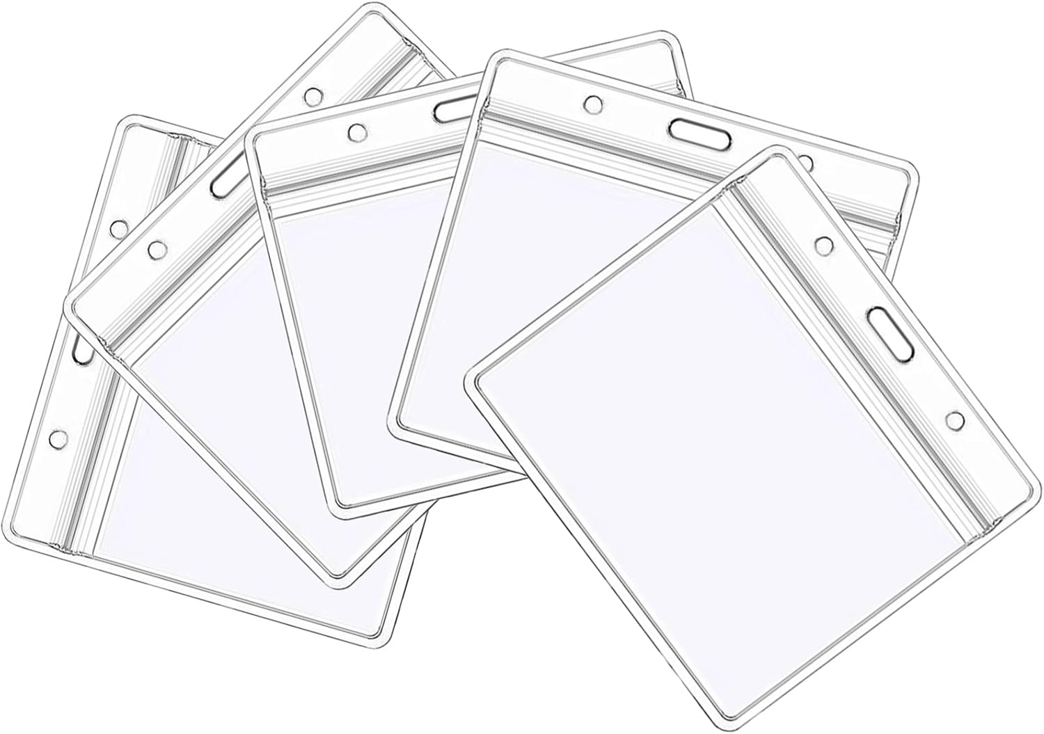 5-piece plastic card holder - clear waterproof plastic badge holder - clear branded badge ID holder - wallet holder - double-sided badge holder - lanyard card