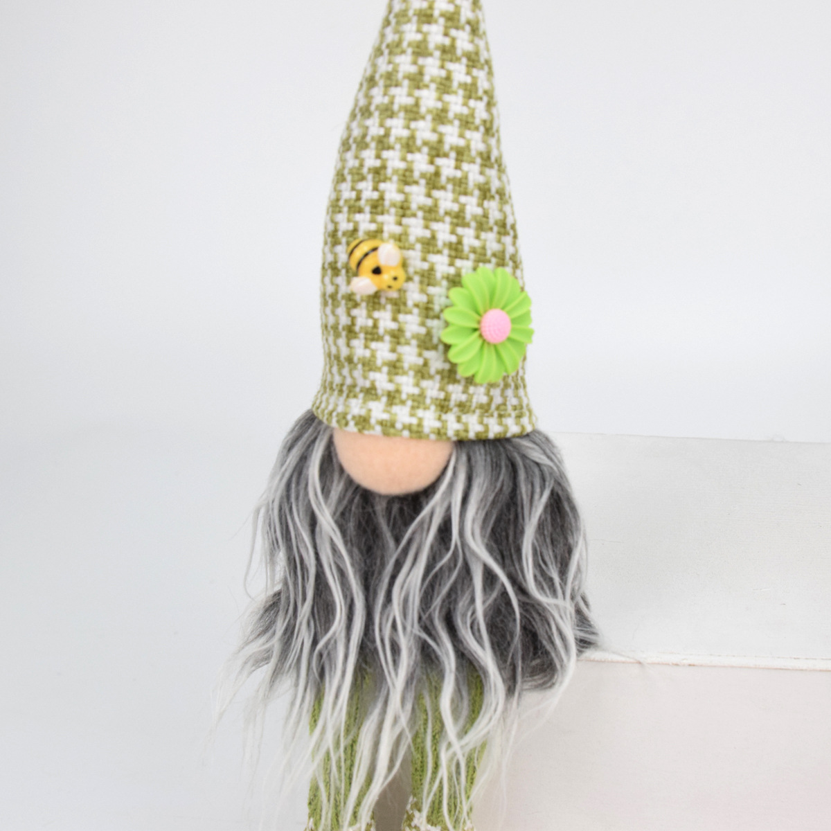 2 Pcs Charming Green Houndstooth Gnome - Plush Faceless Gonk with Long Dangle Legs - Adorable Shelf Sitter Home Decor Accent โ image 3