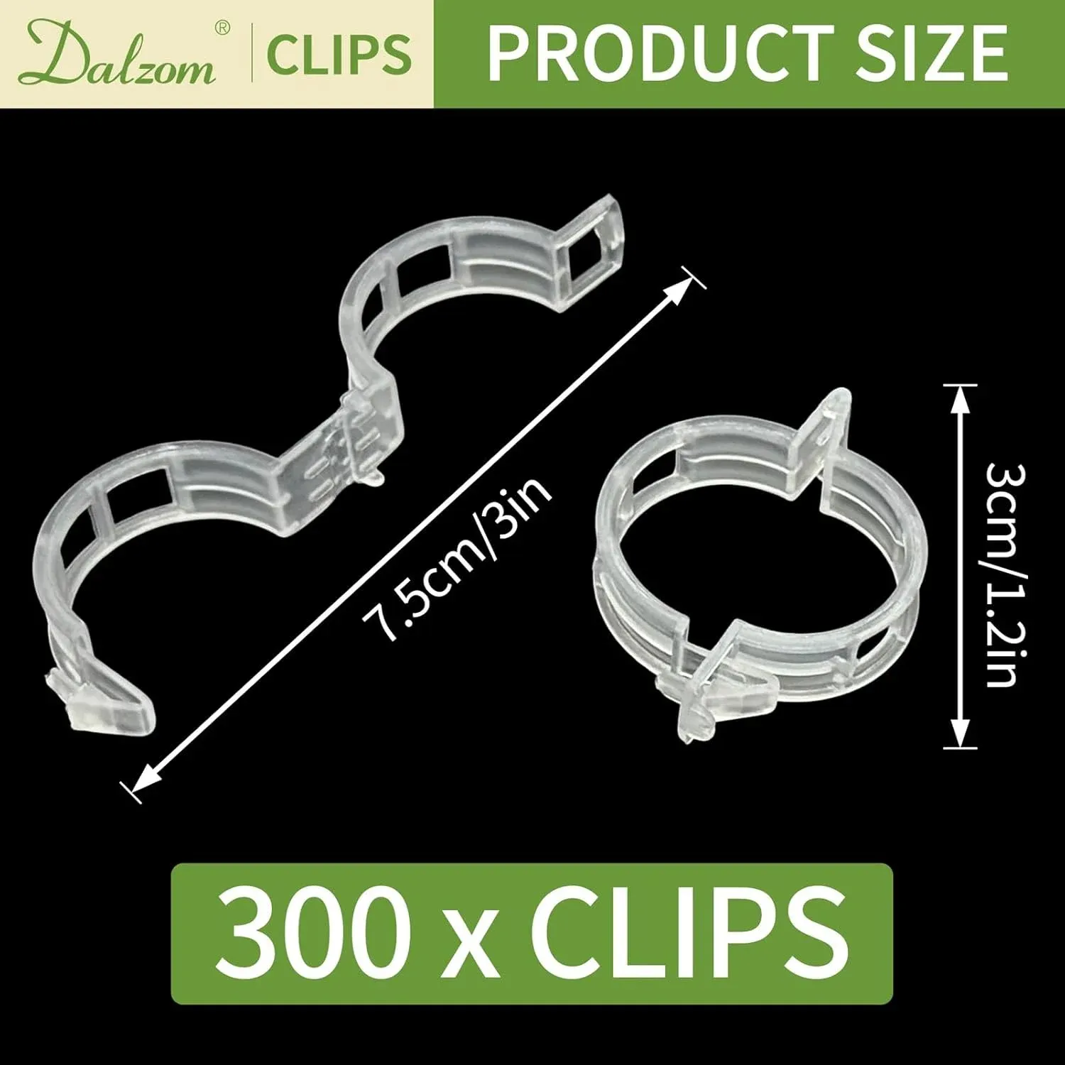 300 Pcs Tomato Trellis Clips, Plastic Plant Support Clips for Vines Cucumbers, Clear 30mm — image 2