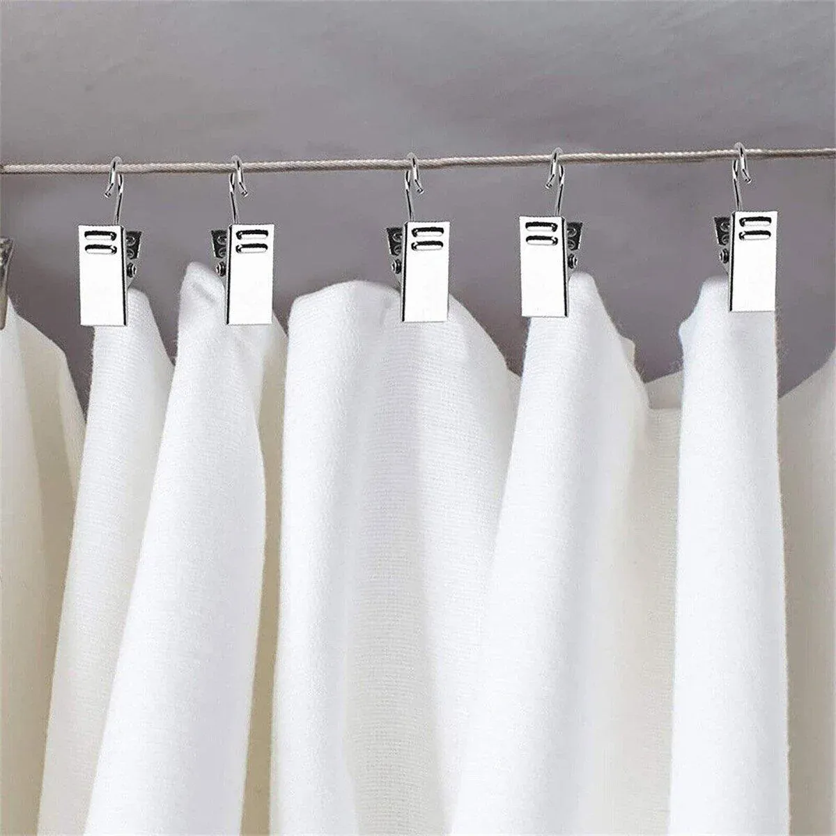 50PCS Stainless Steel Curtain Clip Hooks Strong Load-bearing Shower Accessories - Copper — image 5