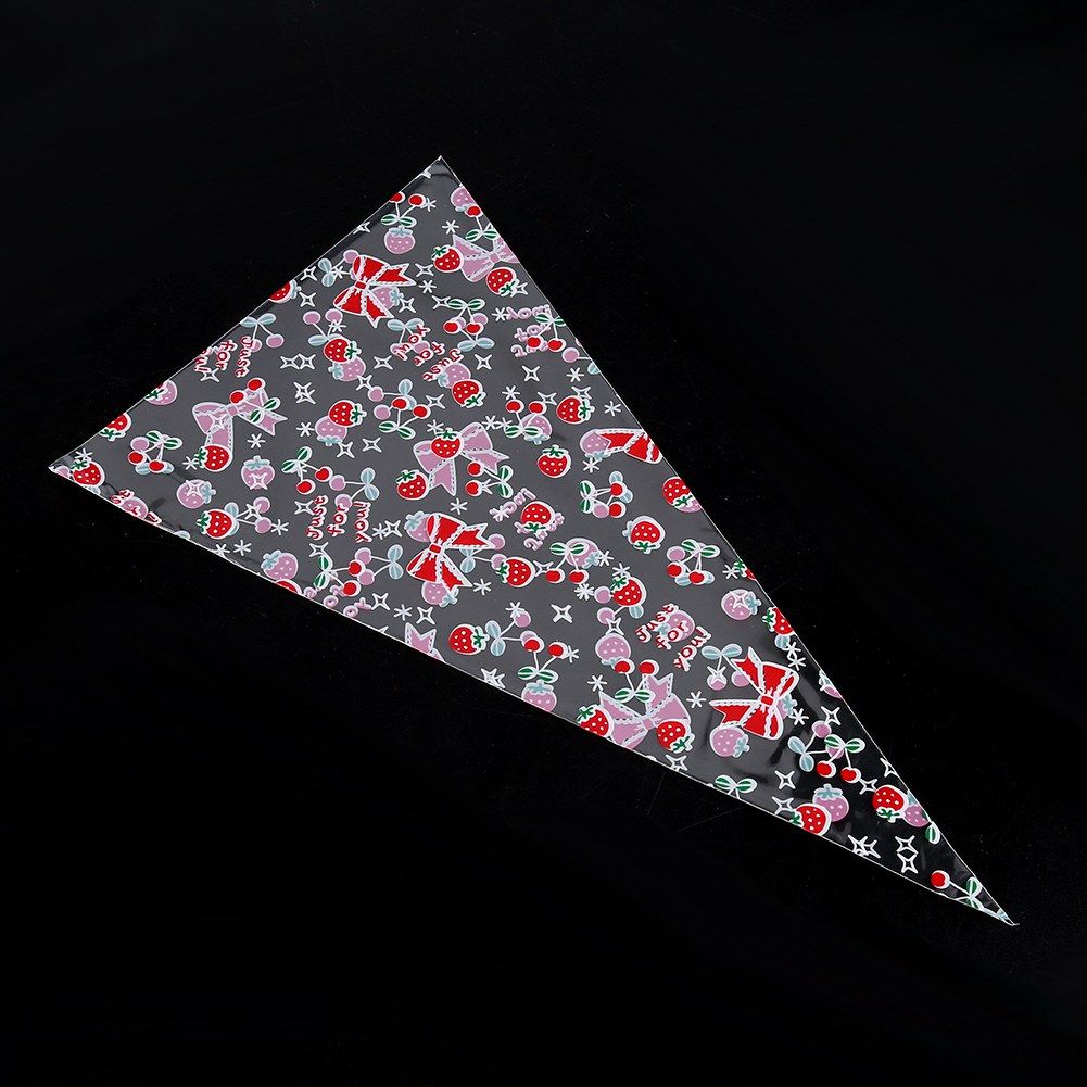 50 Clear Cone shaped Treat Popcorn Bags Treat Bags Cellophane Candy Bags with twist tie Cherry โ image 5