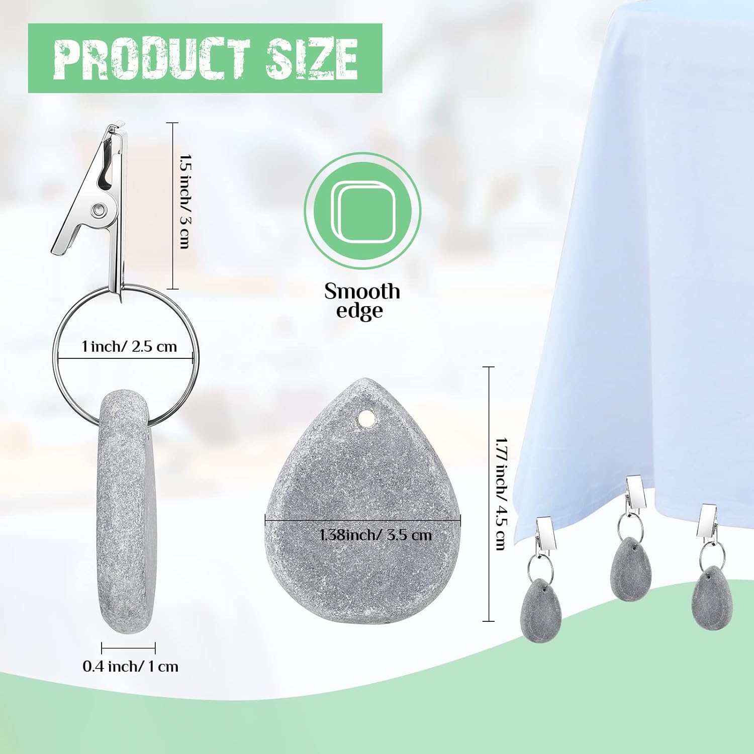 12 Pcs Tablecloth Weights Tablecloth Pendant Teardrop Shape Table Cover Weights with Metal Clips for Outdoor Picnic Garden Dinner Table Cover Decoration(Light — image 3