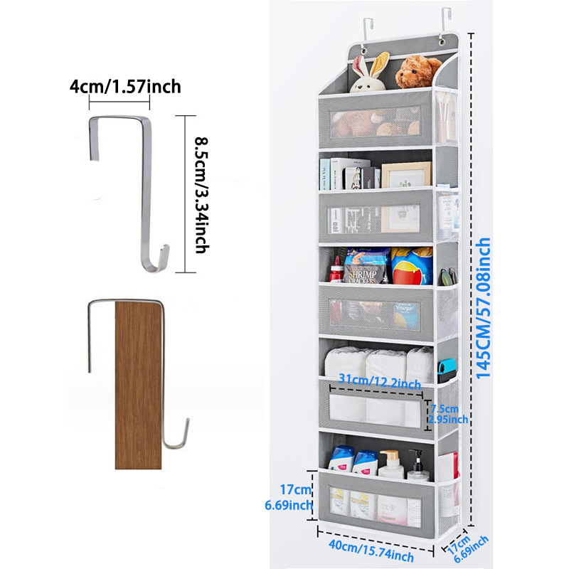 Wall-mounted Doll Rack with Hooks, Multi-functional Storage for Door Hanging, Black — image 2