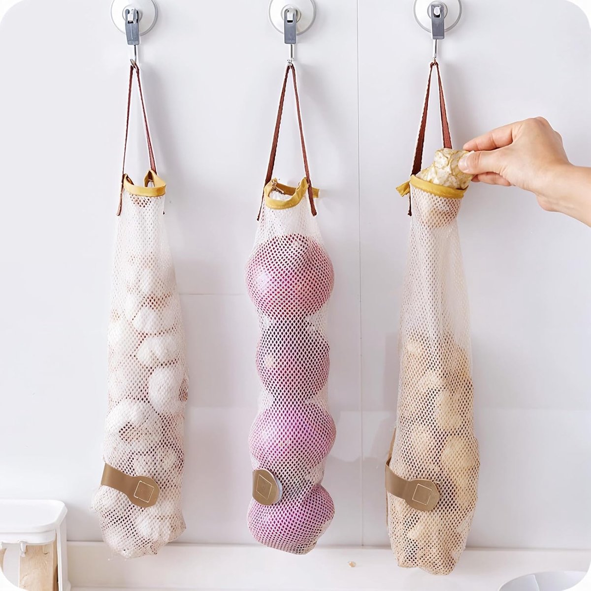 5 pieces - Vegetable bag - Fruit bag - 48 × 11 cm - Storage bag - hanging mesh bag - reusable large bag for cooking seafood - washable bags - for vegetables — image 4