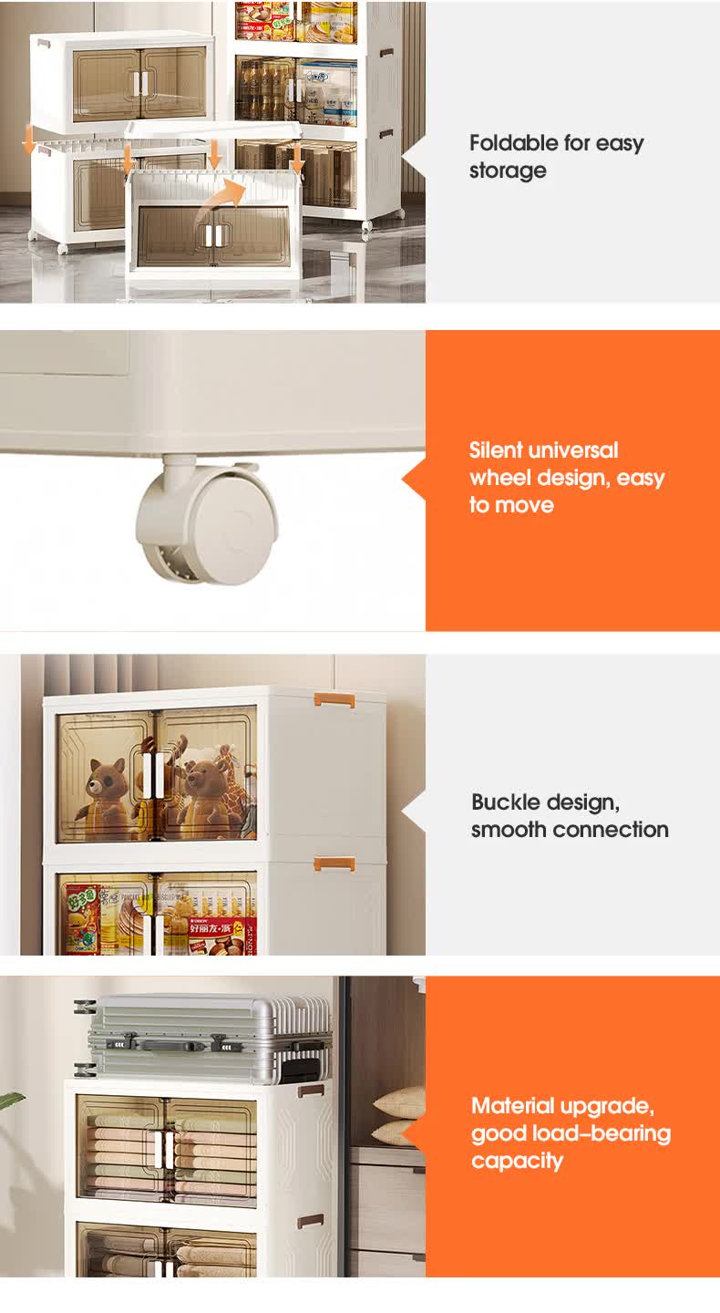 Stackable Storage Boxes with Transparent Doors - Modular Organizer for Home & Pantry 55*32*94cm (3 layer ) — image 2