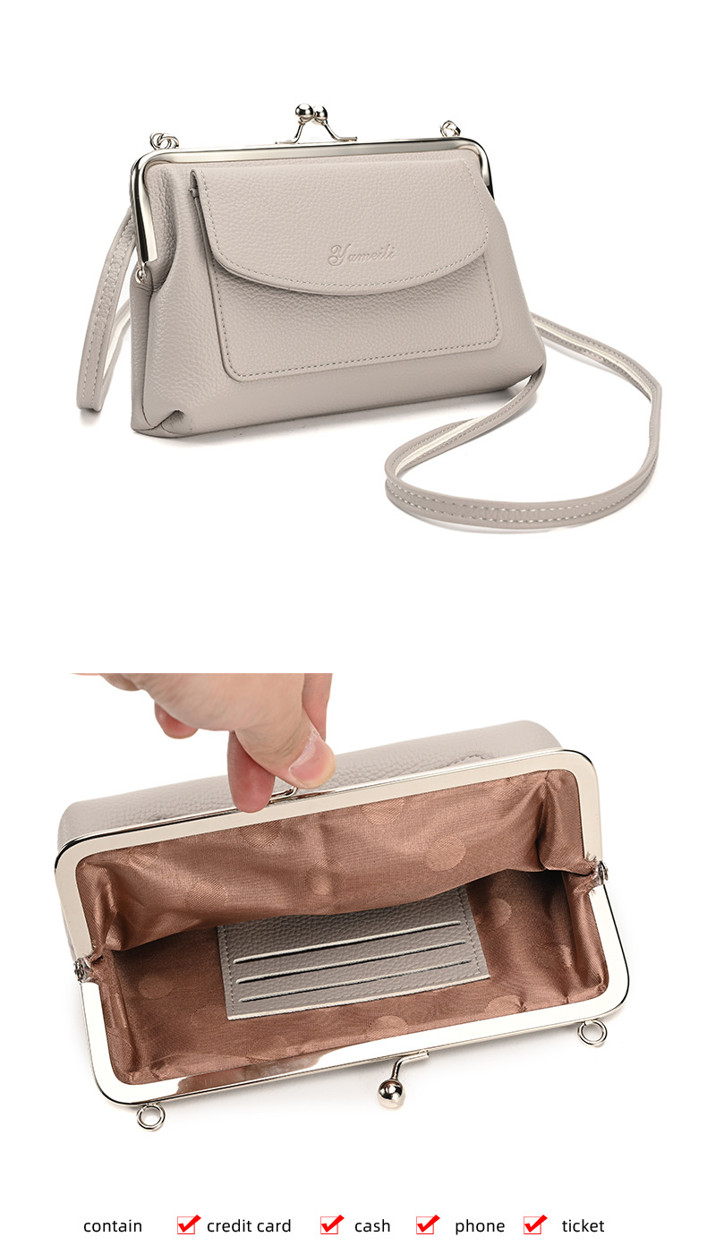 Pink Women's Vintage Kiss Lock Crossbody Bag - PU Leather Clutch Purse with Detachable Strap — image 5