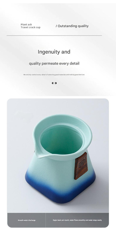 Artisan Ceramic Tea Pot with Built-in Strainer - 280ml, Gradient Finish & Wooden Accents(Blue+green) โ image 2