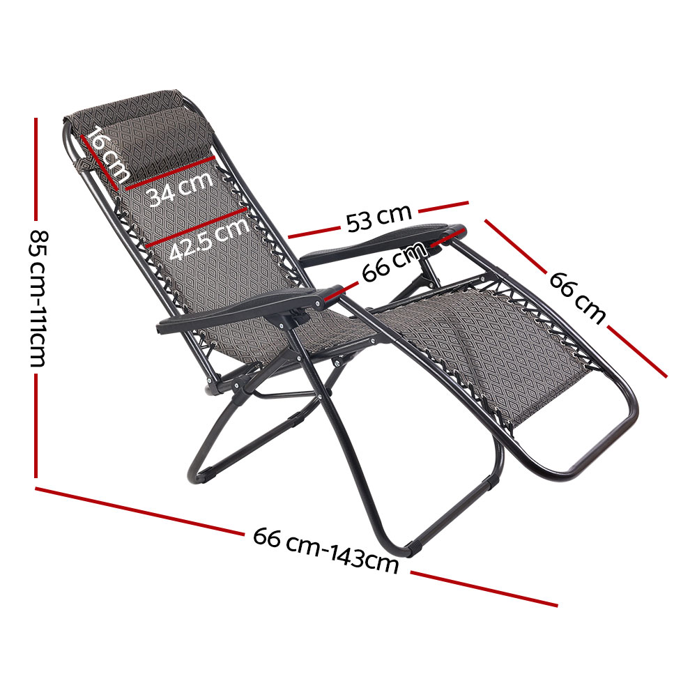 Gardeon Zero Gravity Chair Folding Outdoor Recliner Adjustable Sun Lounge Camping Beige — image 2