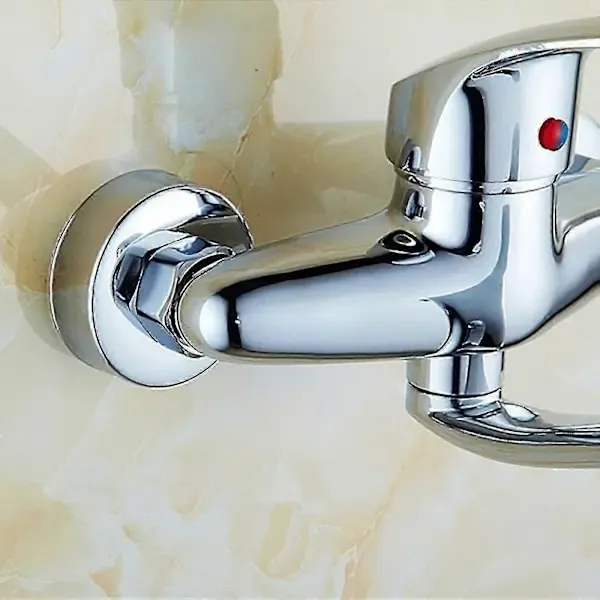 Wall-mounted faucet (1 piece), Brass material, 5 cm Spout Reach, 15 cm Connection Spacing, cold water use, Chrome Finish โ image 3