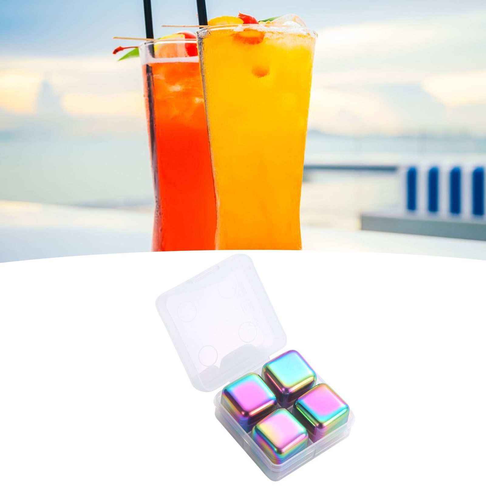 Metal Ice Cubes Stainless Steel Reusable Quick Chilling Clean Whiskey Stone with Ice Tong for Drink Beverage Colorful โ image 6