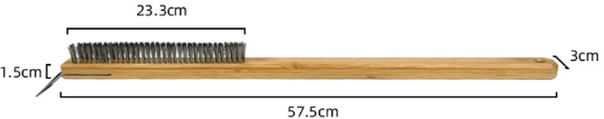Pizza Stone Cleaning Brush - 57.5cm - Pizza Oven Brush - Barbecue Grill Cleaning Tool with Wooden Handle - Kitchen Oven Accessories - Portable Brush - With — image 6