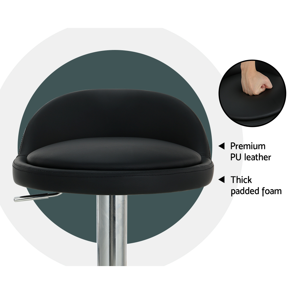 Artiss 2x Bar Stools PU Leather Gas Lift Black โ image 3