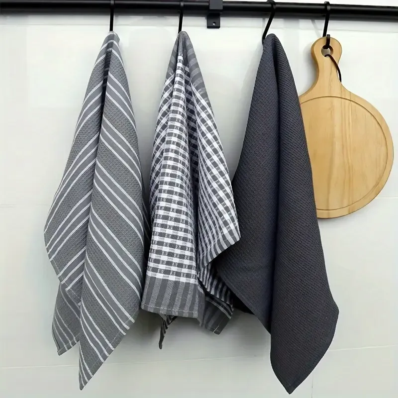 3 - piece Pure Cotton Kitchen Tea Towel Set, 20x Water - Absorbent & Non - Shedding, Eco - Safe & Fade - Resistant, Exquisite, Durable & Multi — image 5