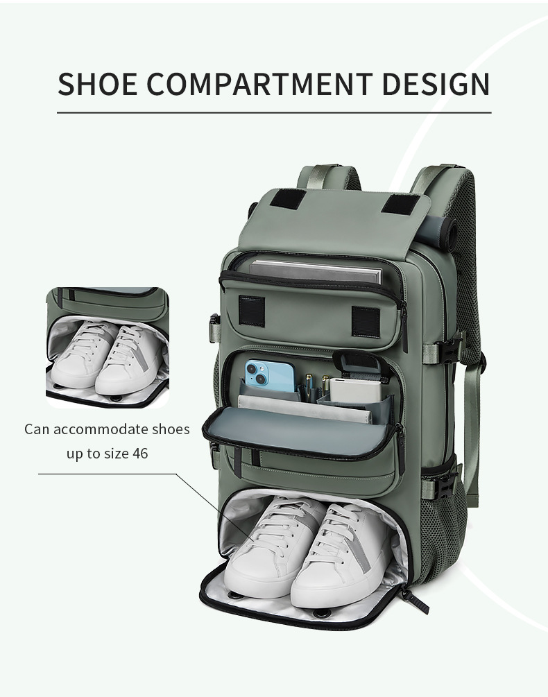 4-in-1 Convertible Travel Backpack & Briefcase - Large Capacity, 16" Laptop Compartment, USB Port(Black) โ image 6