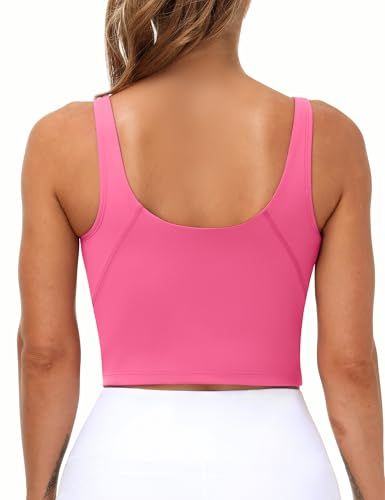 Women's Longline Sports Bra for Yoga, Running, Gym Workouts & Low-Impact Activities, L (Bright Pink) — image 2