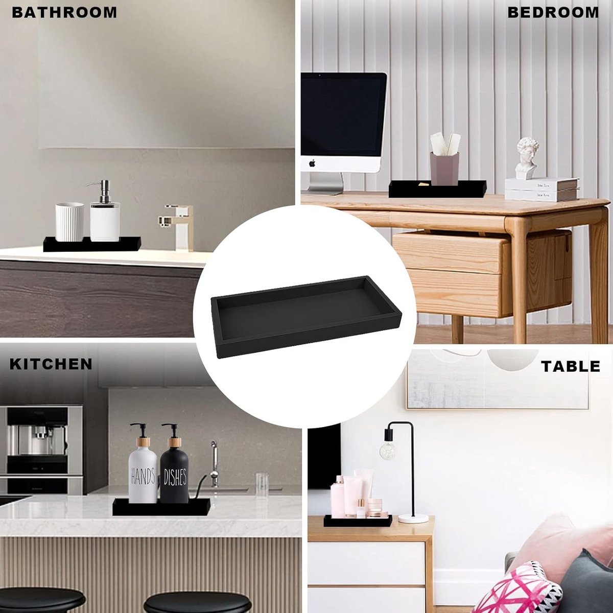 Tray - Set of 2 - Dressing table tray - Bathroom storage tray - Cosmetics storage tray - Bathroom storage box - Suitable for storing candles, soap, towels — image 3