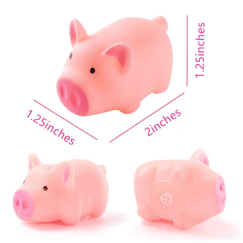 20 PCS Mini Squishies Pig Bath Toys, Pink Rubber Squeaky Baby Bathtub Toys for Baby Shower Party Favors โ image 2