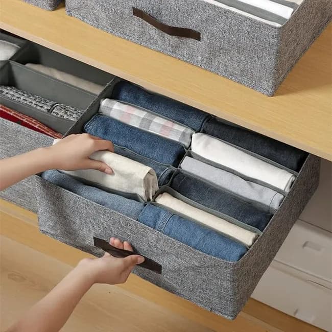Collapsible Stackable Storage Box with Compartments and Reinforced Handles for Clothes Toys — image 3