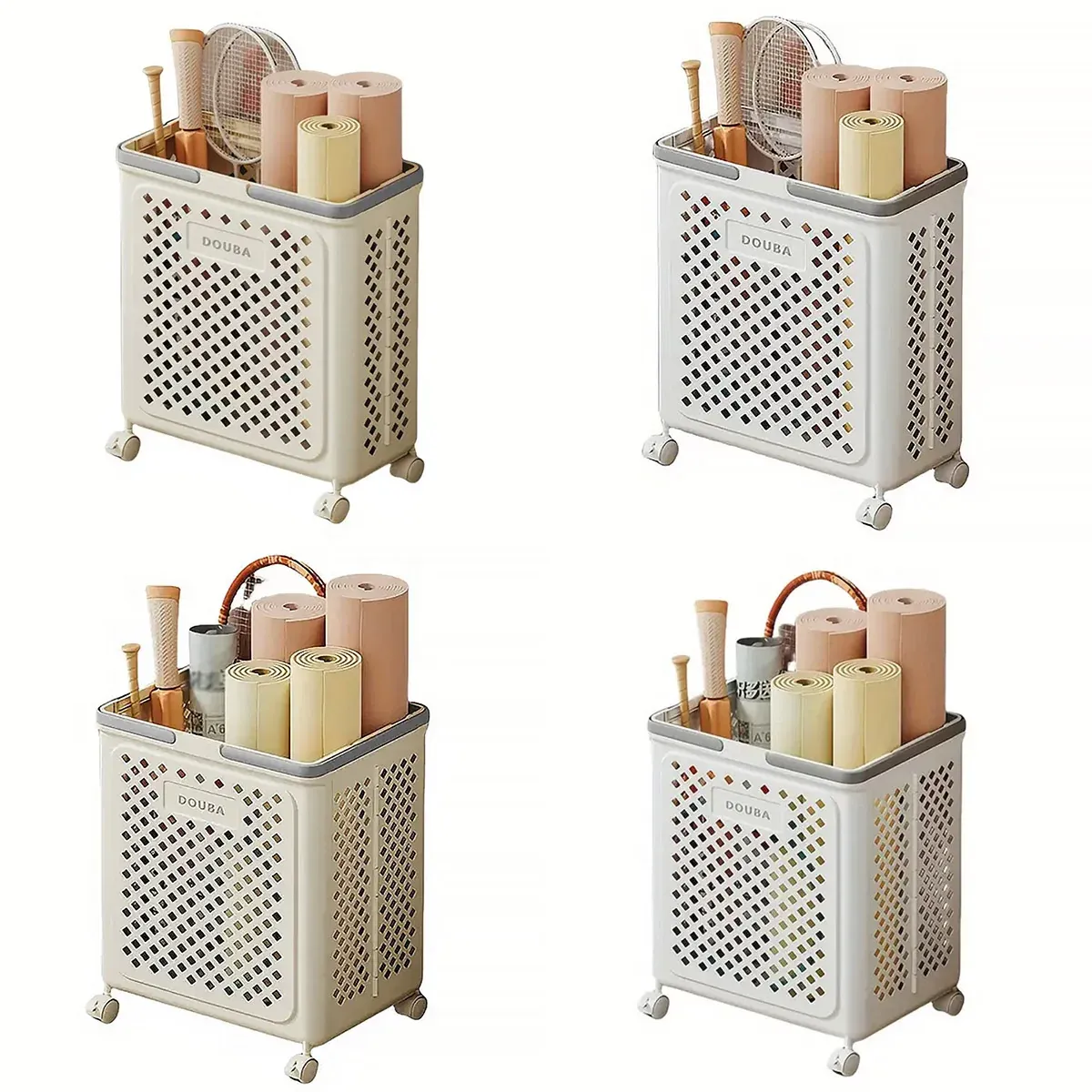 Folding Laundry Basket with Wheel Large Capacity Removable Dirty Clothes Storage - Beige-M โ image 3