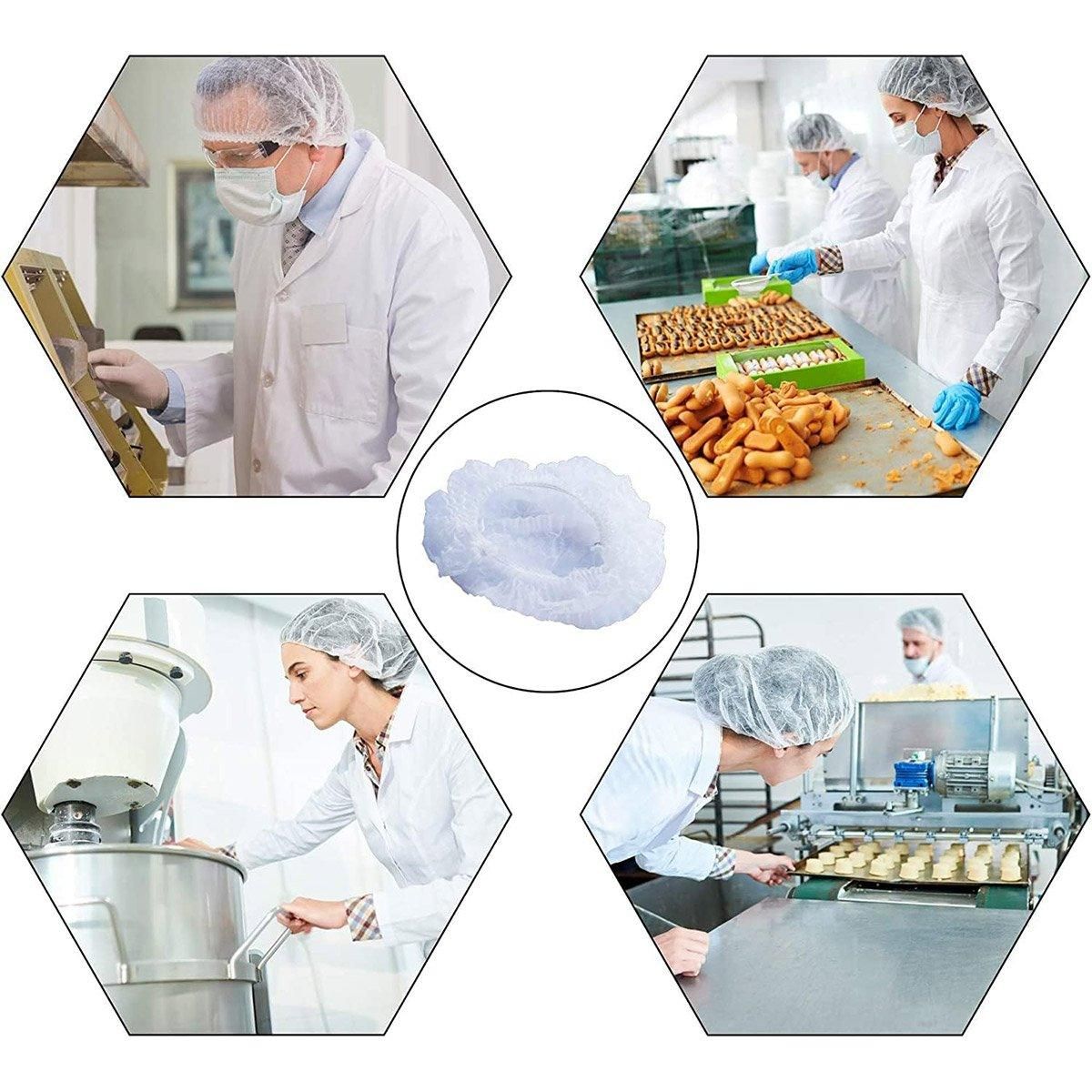100pcs Disposable Non Woven Hairnet Caps for Food Service Kitchen Work Use โ image 4