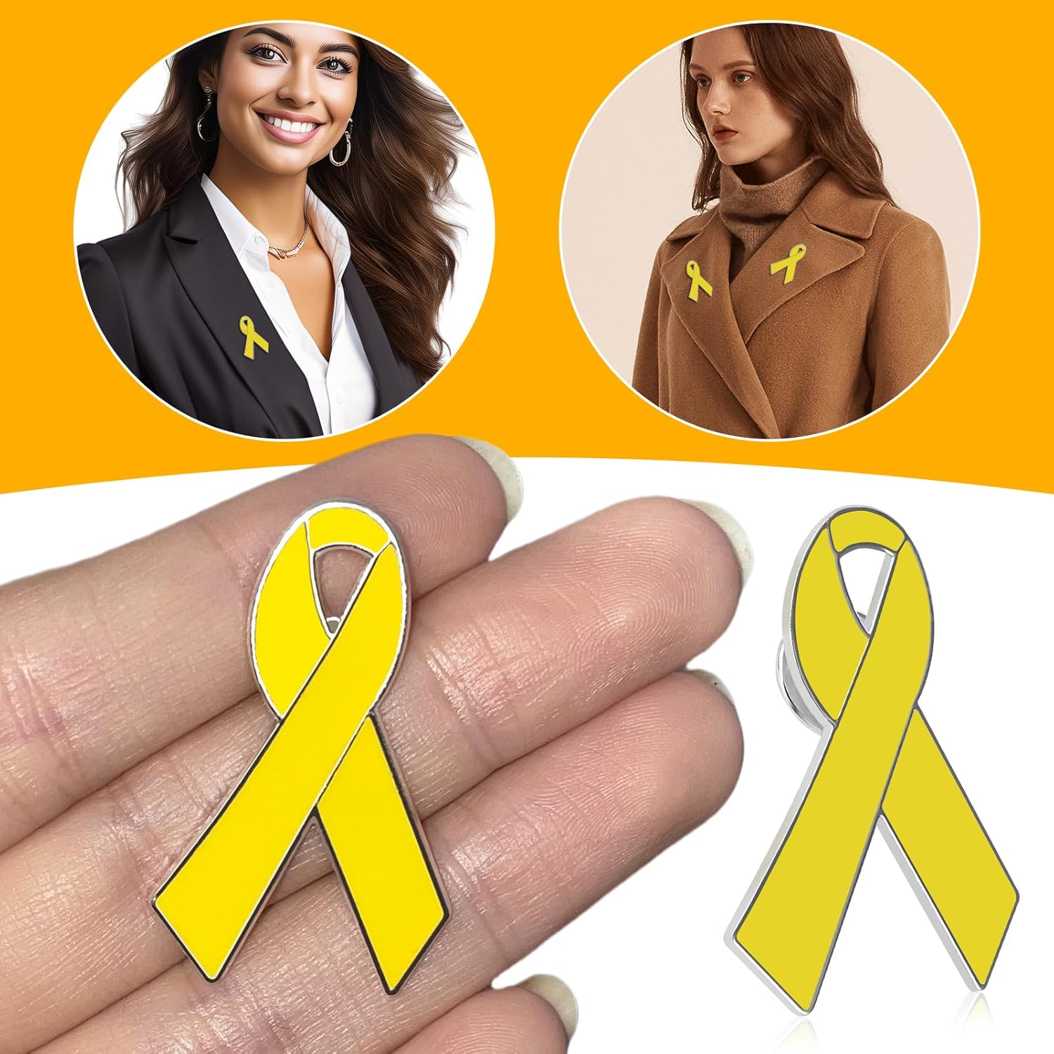 Yellow Ribbon Brooch Israel Hostage Women Men Bring Them Home Brooch Yellow Ribbon Breast Cancer Awareness Stand-Up Collar Brooch Support Campaign Charitable — image 5