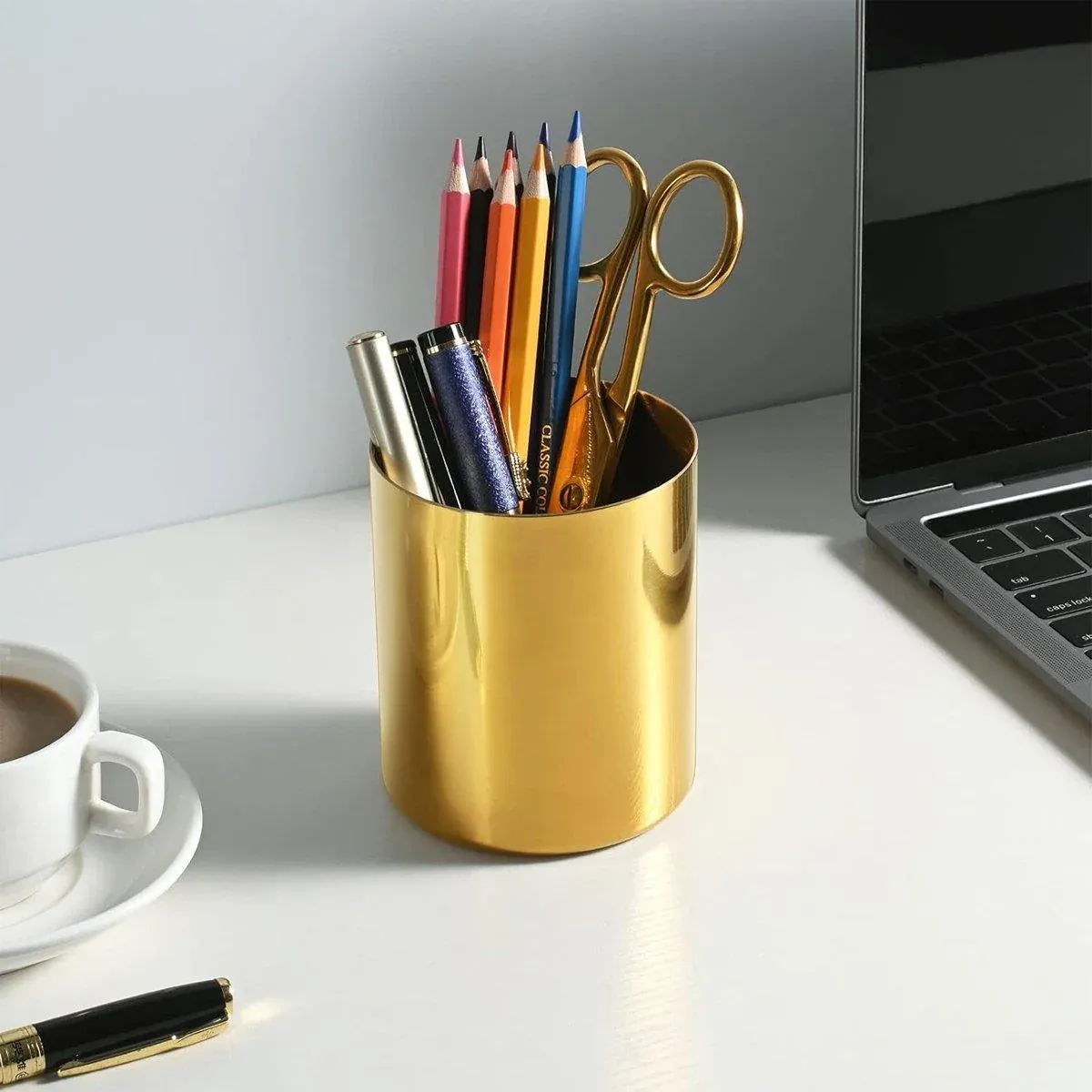 Stainless Steel Round Pen Holder Desk Organizer Stationery Storage for Office β image 4