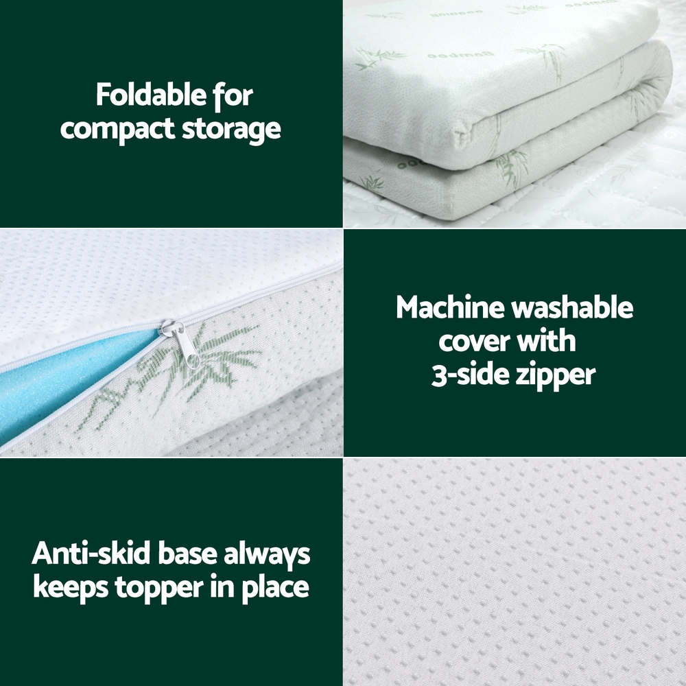 Giselle Bedding Memory Foam Mattress Topper Ventilated Cool Gel 5cm Single โ image 5