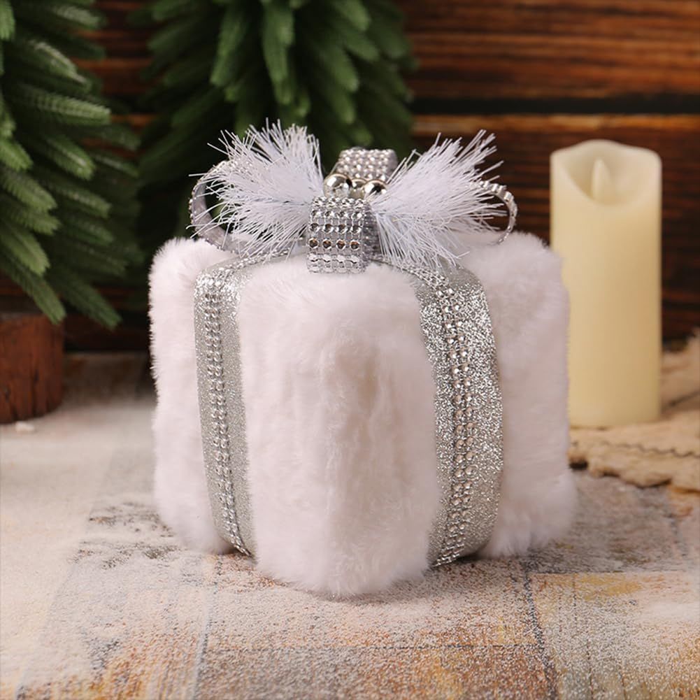 Christmas Tree Small Gift Boxes Hanging Decorations Ornaments, Plush Gift Box Decoration 3D Christmas Ornament, Christmas Mini Boxes Ornament for Christmas — image 3